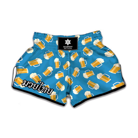Mug Of Beer Pattern Print Muay Thai Boxing Shorts