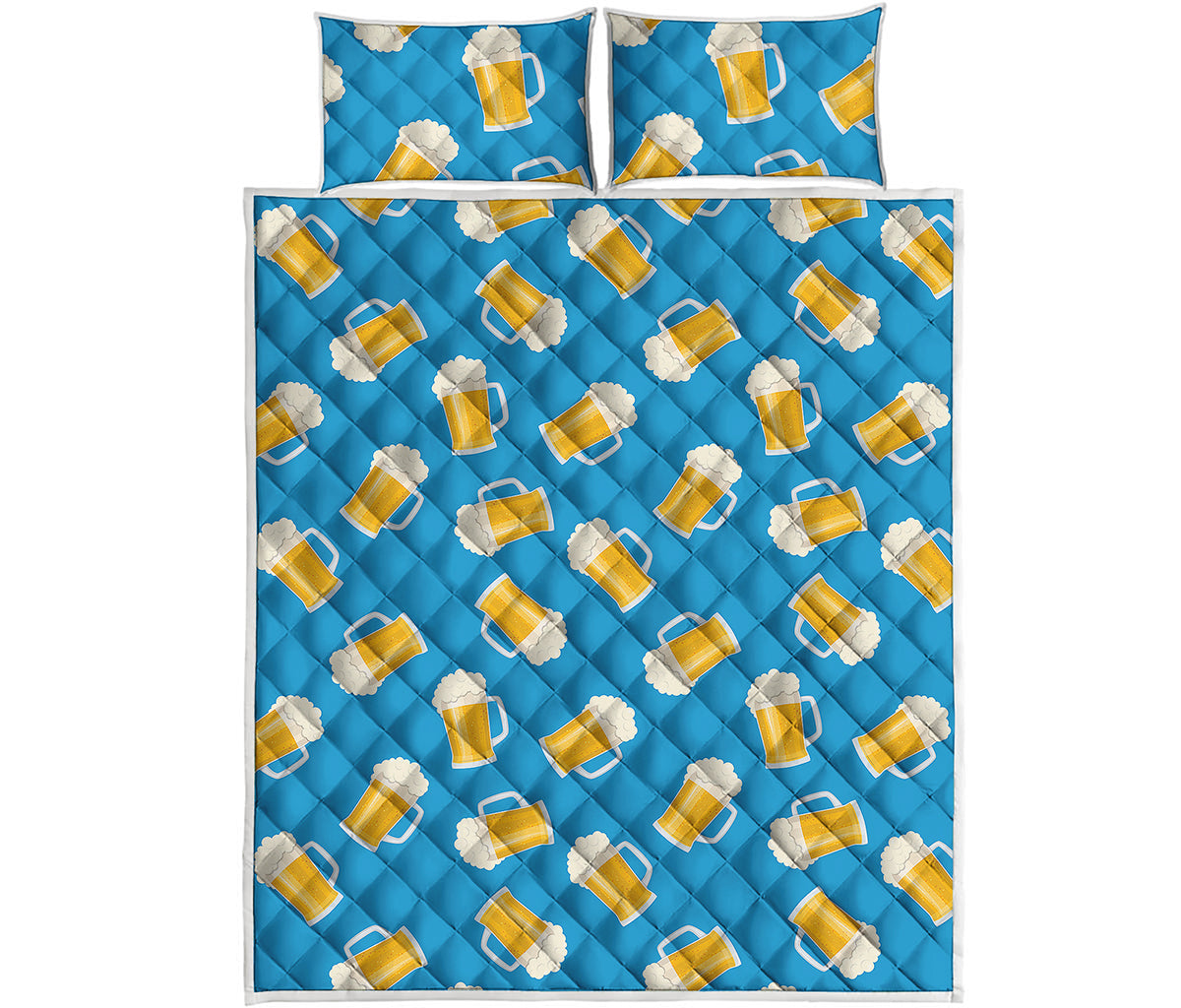 Mug Of Beer Pattern Print Quilt Bed Set