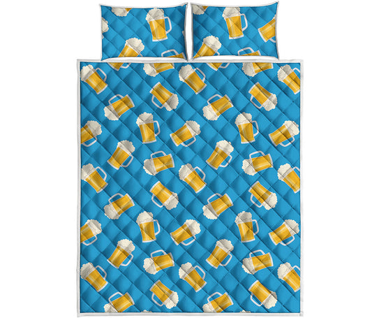 Mug Of Beer Pattern Print Quilt Bed Set