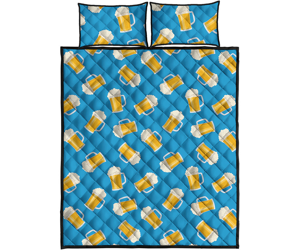 Mug Of Beer Pattern Print Quilt Bed Set
