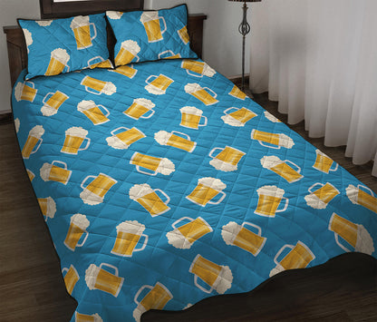 Mug Of Beer Pattern Print Quilt Bed Set