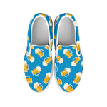 Mug Of Beer Pattern Print White Slip On Shoes