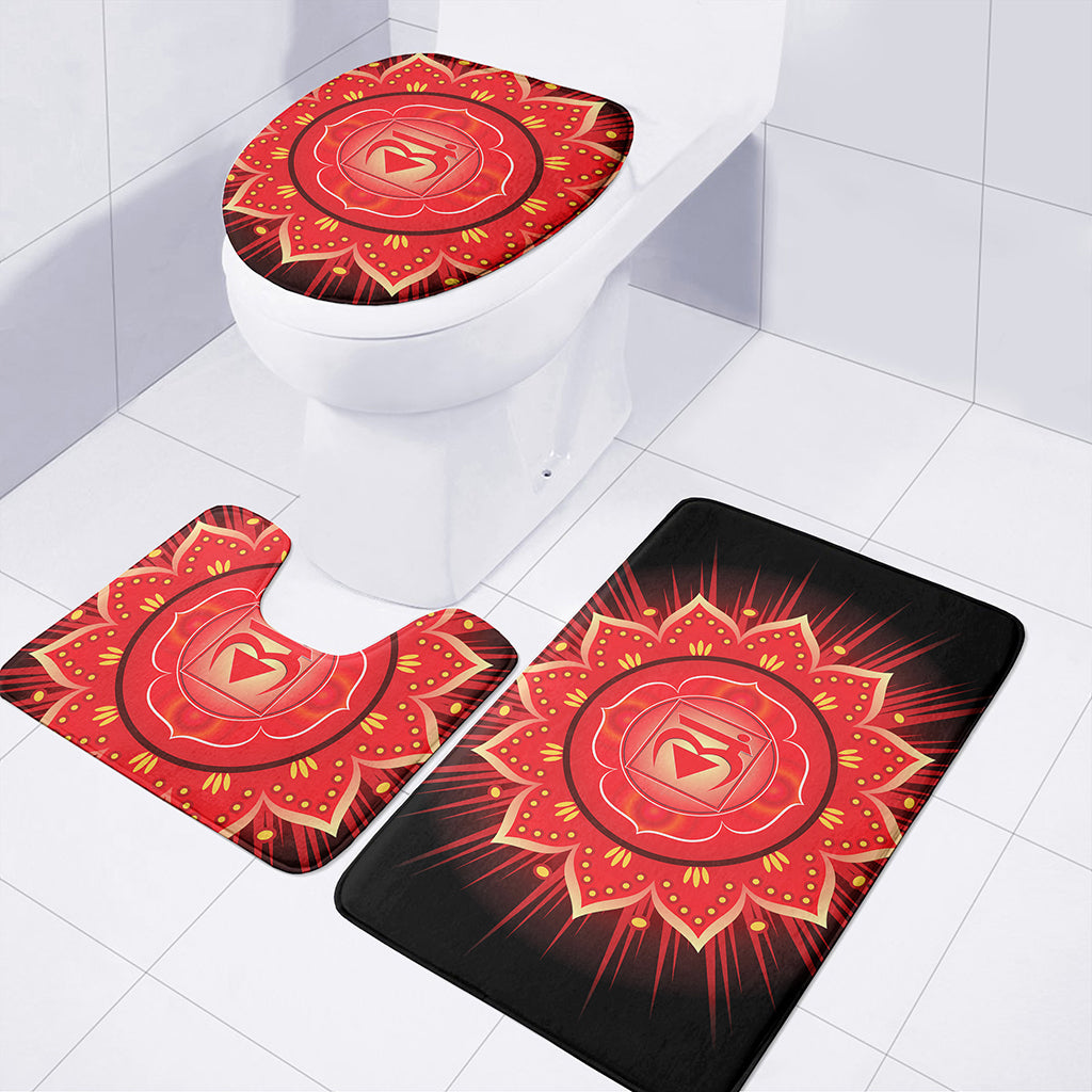 Muladhara Chakra Mandala Print 3 Piece Bath Mat Set