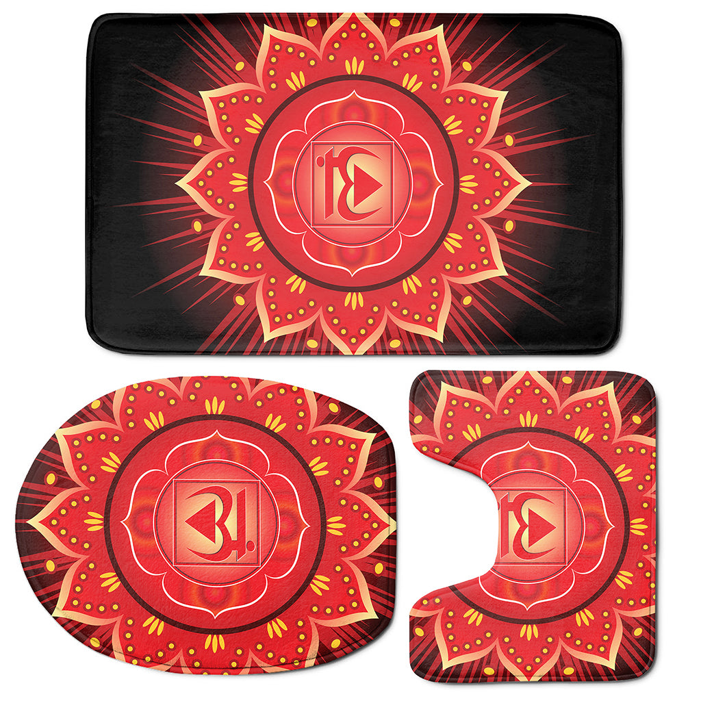 Muladhara Chakra Mandala Print 3 Piece Bath Mat Set