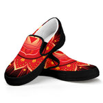 Muladhara Chakra Mandala Print Black Slip On Shoes