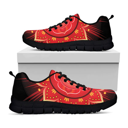 Muladhara Chakra Mandala Print Black Sneakers