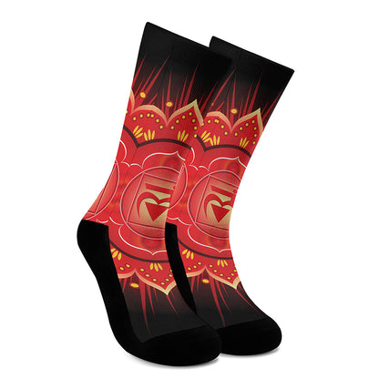 Muladhara Chakra Mandala Print Crew Socks
