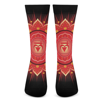 Muladhara Chakra Mandala Print Crew Socks