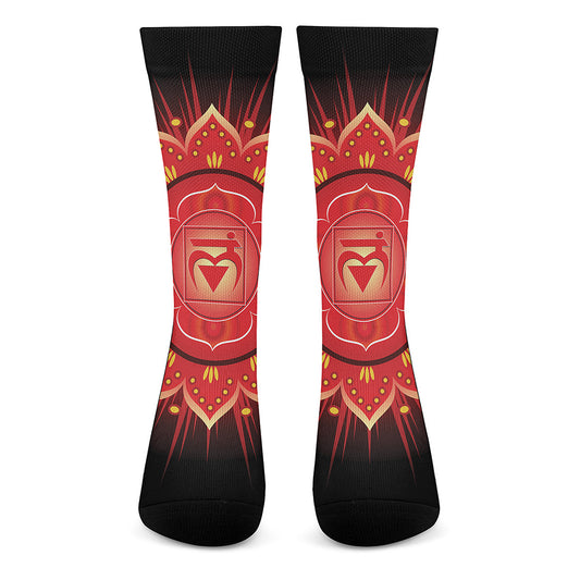 Muladhara Chakra Mandala Print Crew Socks