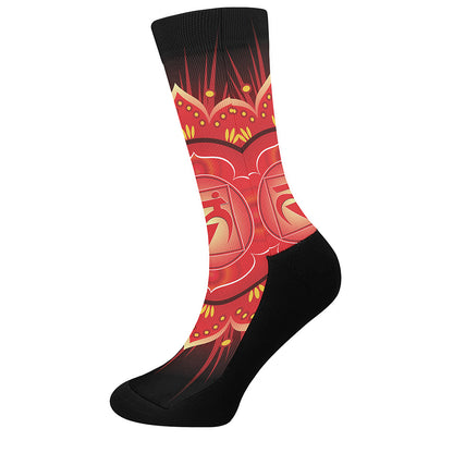 Muladhara Chakra Mandala Print Crew Socks