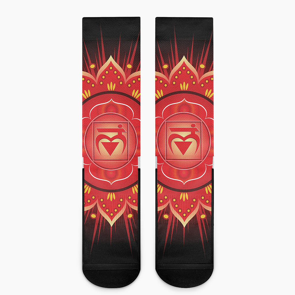 Muladhara Chakra Mandala Print Crew Socks