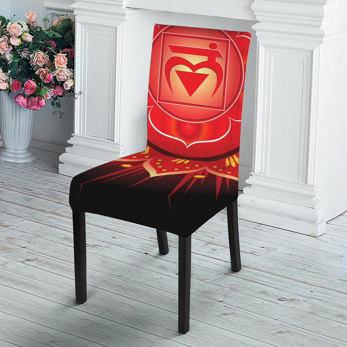 Muladhara Chakra Mandala Print Dining Chair Slipcover