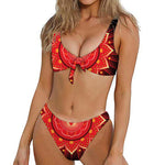 Muladhara Chakra Mandala Print Front Bow Tie Bikini