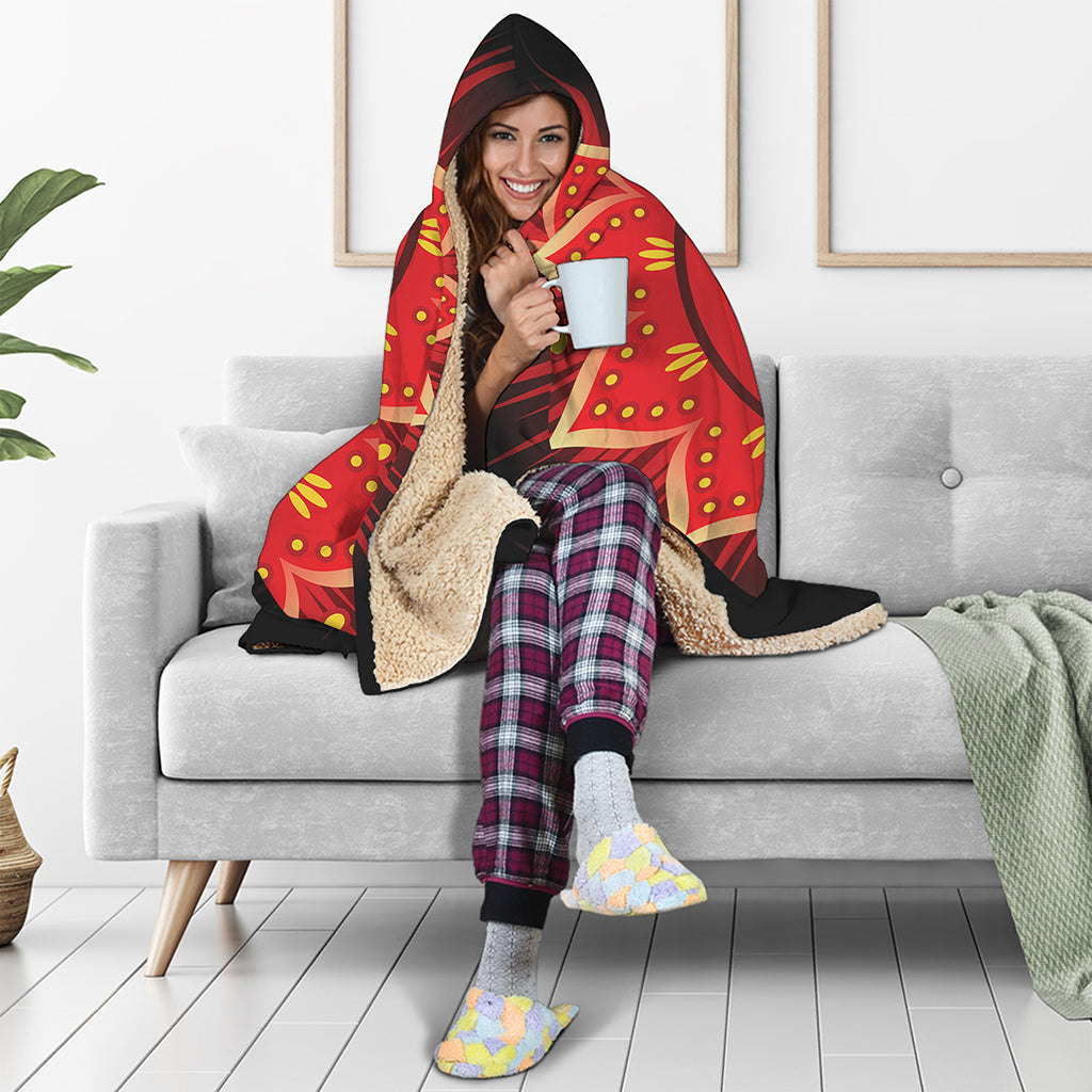 Muladhara Chakra Mandala Print Hooded Blanket