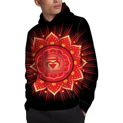 Muladhara Chakra Mandala Print Pullover Hoodie