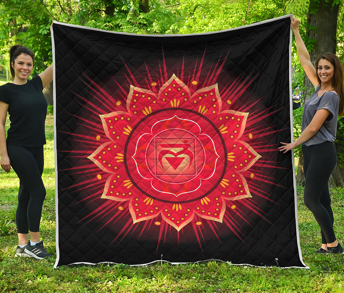 Muladhara Chakra Mandala Print Quilt