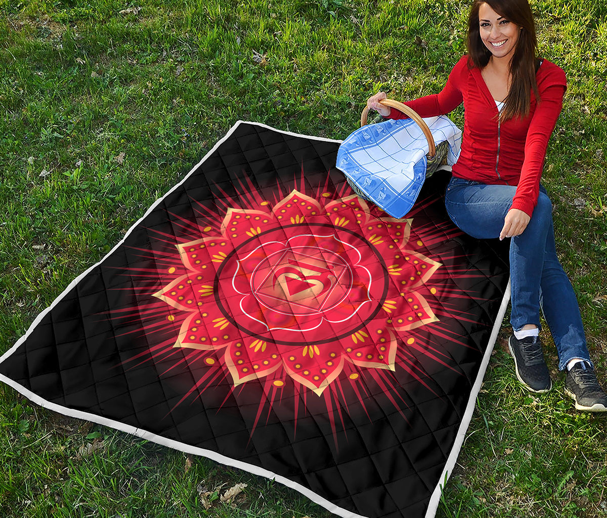 Muladhara Chakra Mandala Print Quilt