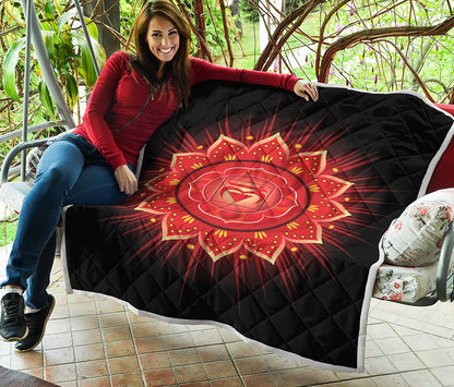 Muladhara Chakra Mandala Print Quilt