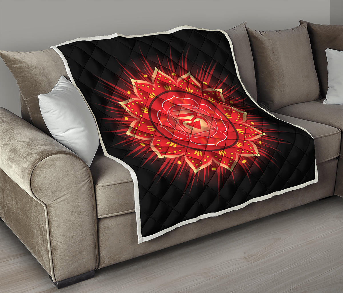 Muladhara Chakra Mandala Print Quilt