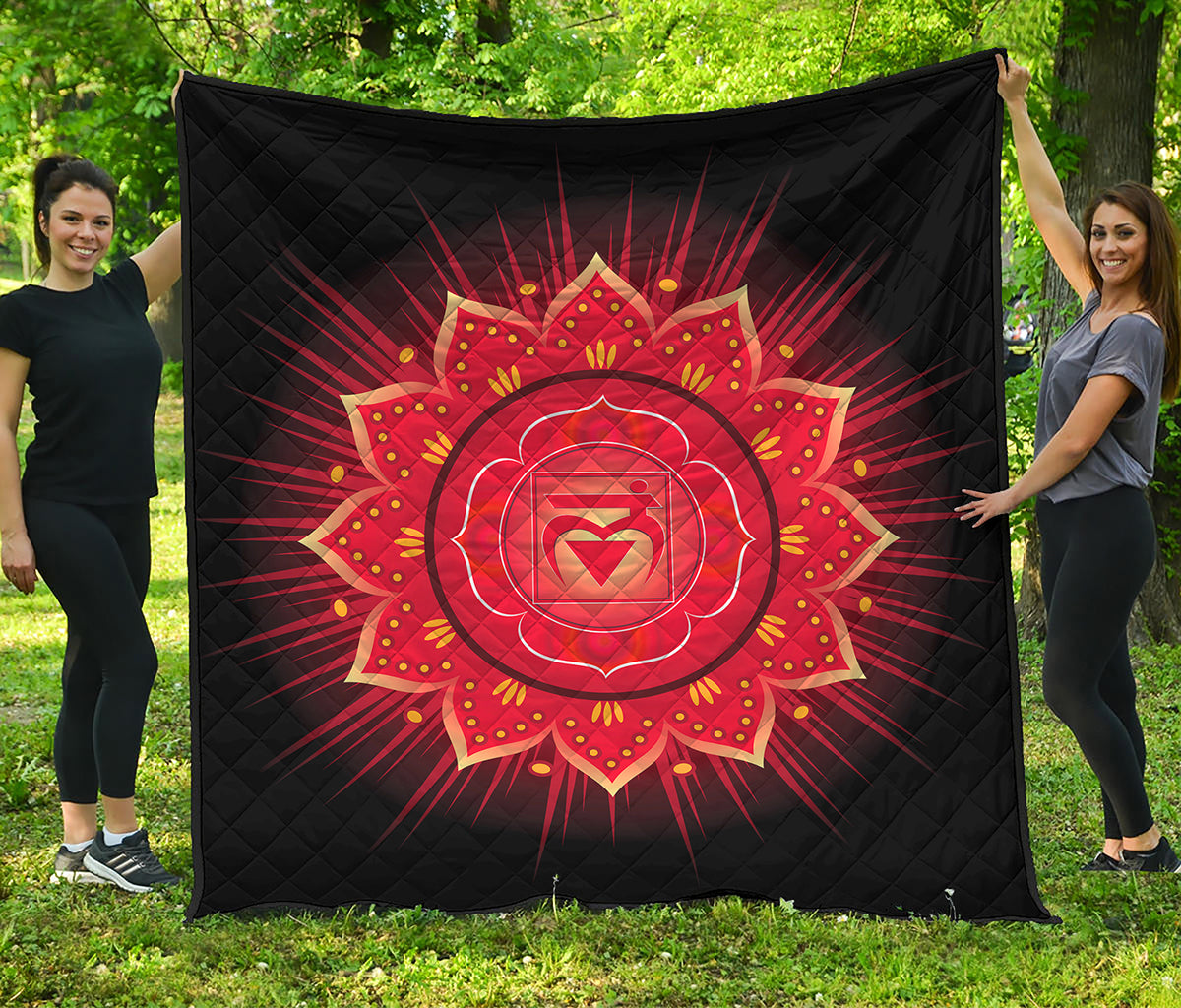 Muladhara Chakra Mandala Print Quilt