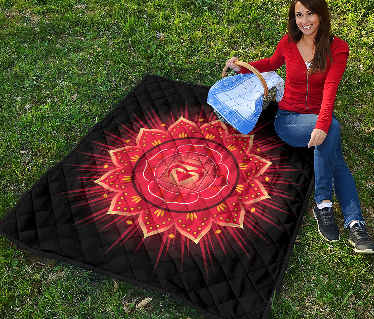 Muladhara Chakra Mandala Print Quilt