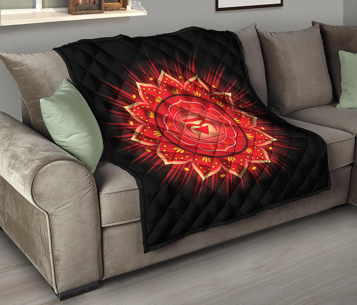 Muladhara Chakra Mandala Print Quilt