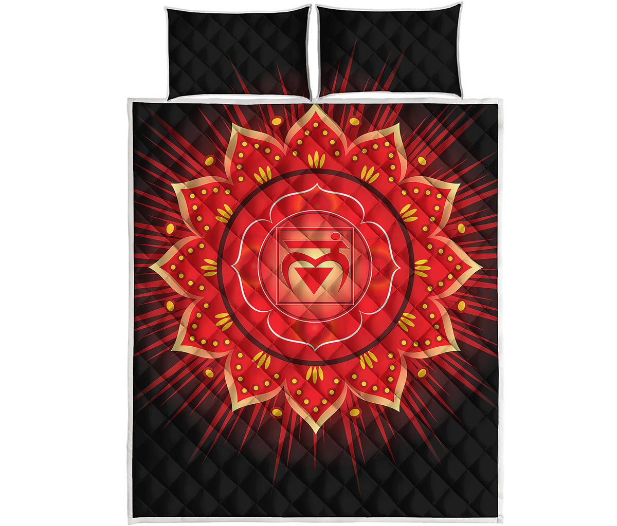 Muladhara Chakra Mandala Print Quilt Bed Set