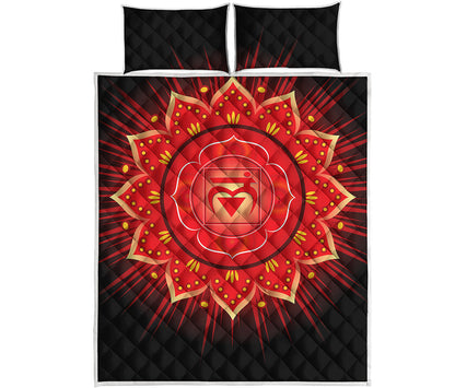Muladhara Chakra Mandala Print Quilt Bed Set
