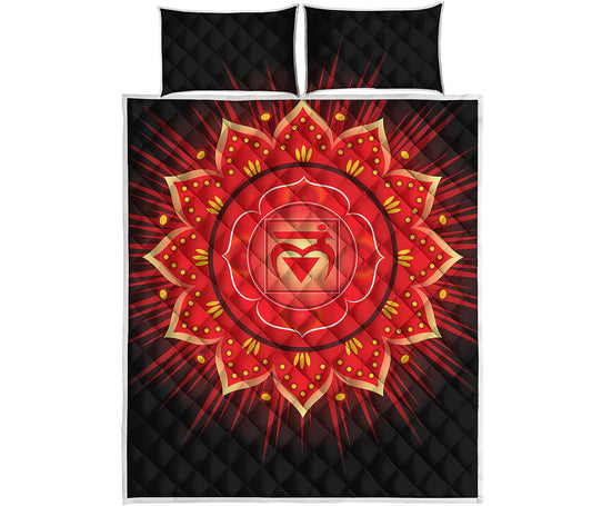 Muladhara Chakra Mandala Print Quilt Bed Set