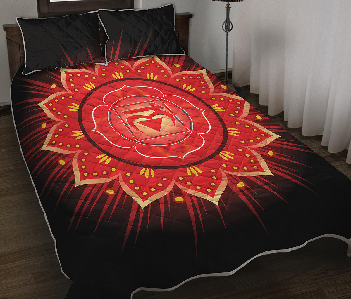 Muladhara Chakra Mandala Print Quilt Bed Set