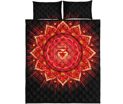 Muladhara Chakra Mandala Print Quilt Bed Set
