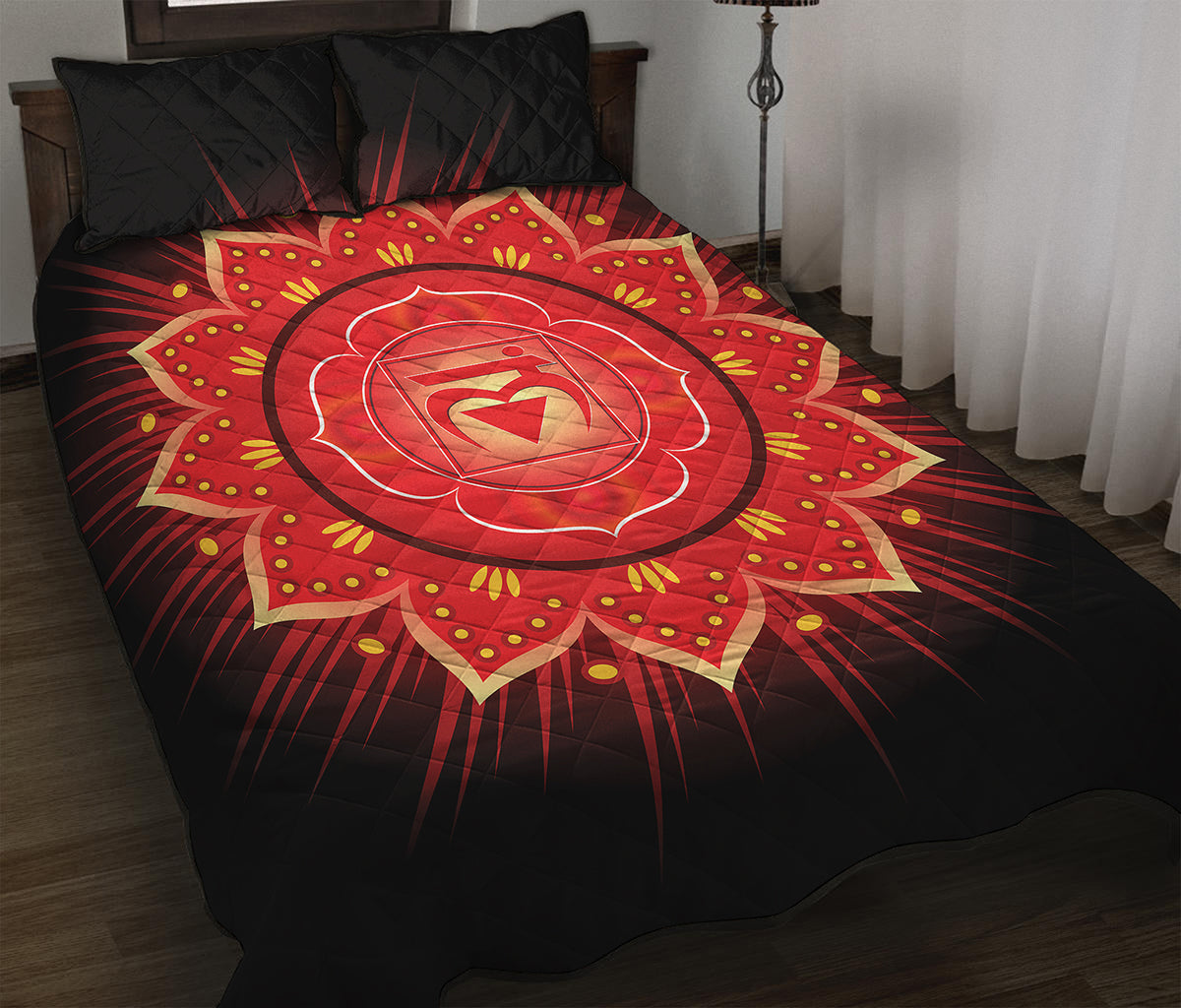 Muladhara Chakra Mandala Print Quilt Bed Set