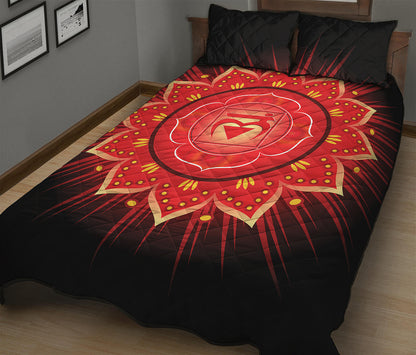 Muladhara Chakra Mandala Print Quilt Bed Set