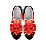 Muladhara Chakra Mandala Print White Slip On Shoes