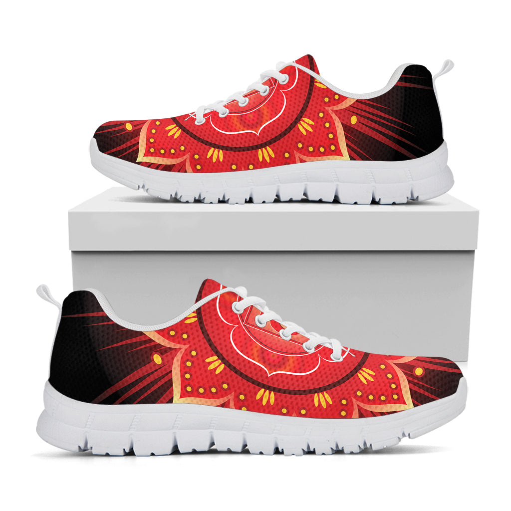 Muladhara Chakra Mandala Print White Sneakers