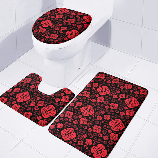 Muladhara Chakra Pattern Print 3 Piece Bath Mat Set
