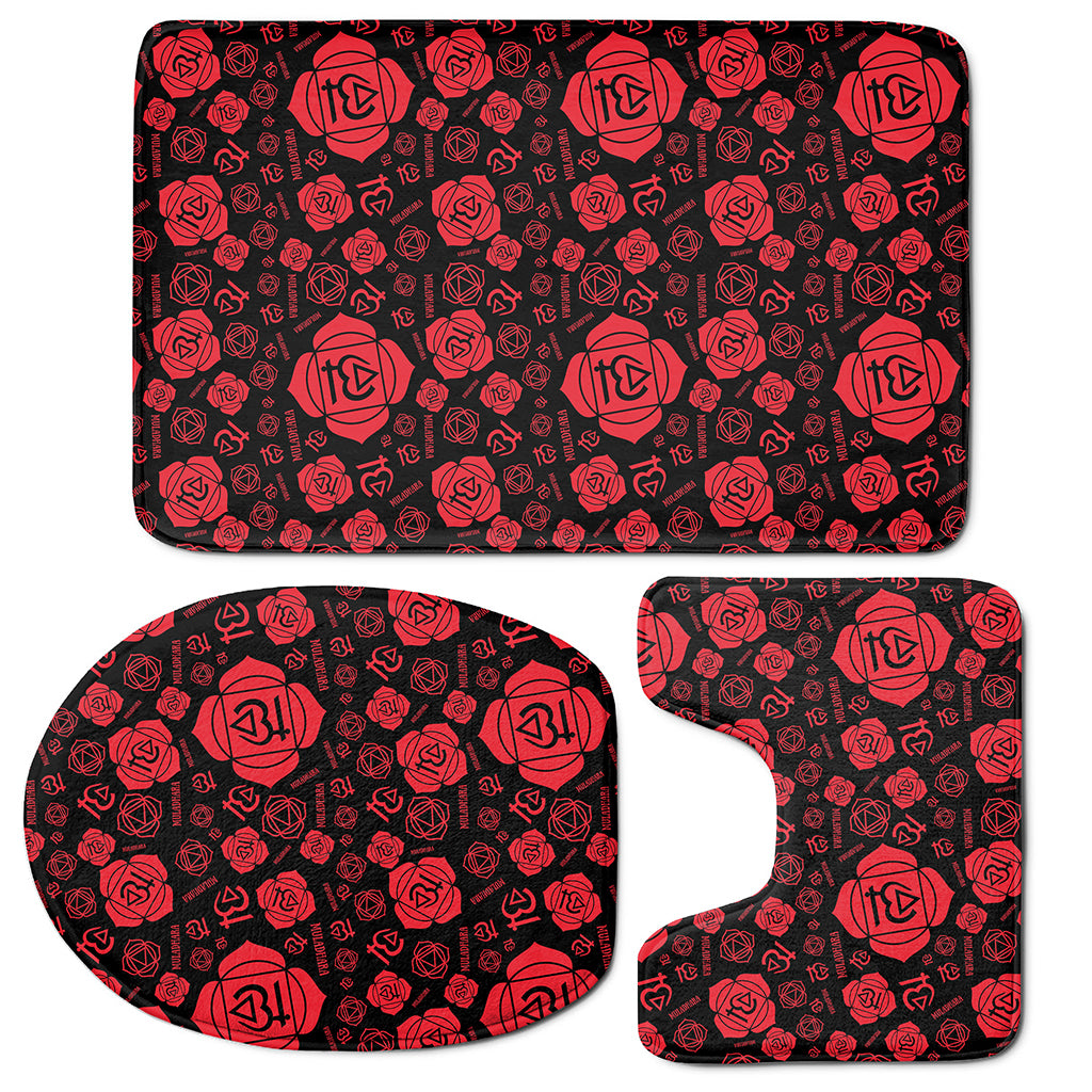 Muladhara Chakra Pattern Print 3 Piece Bath Mat Set