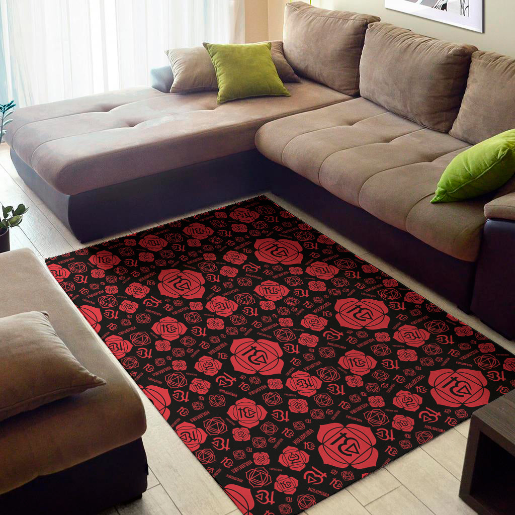 Muladhara Chakra Pattern Print Area Rug