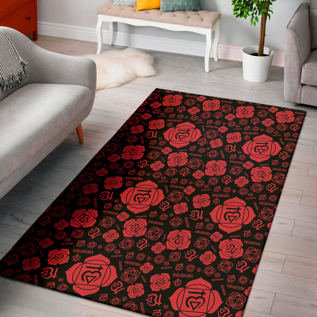 Muladhara Chakra Pattern Print Area Rug