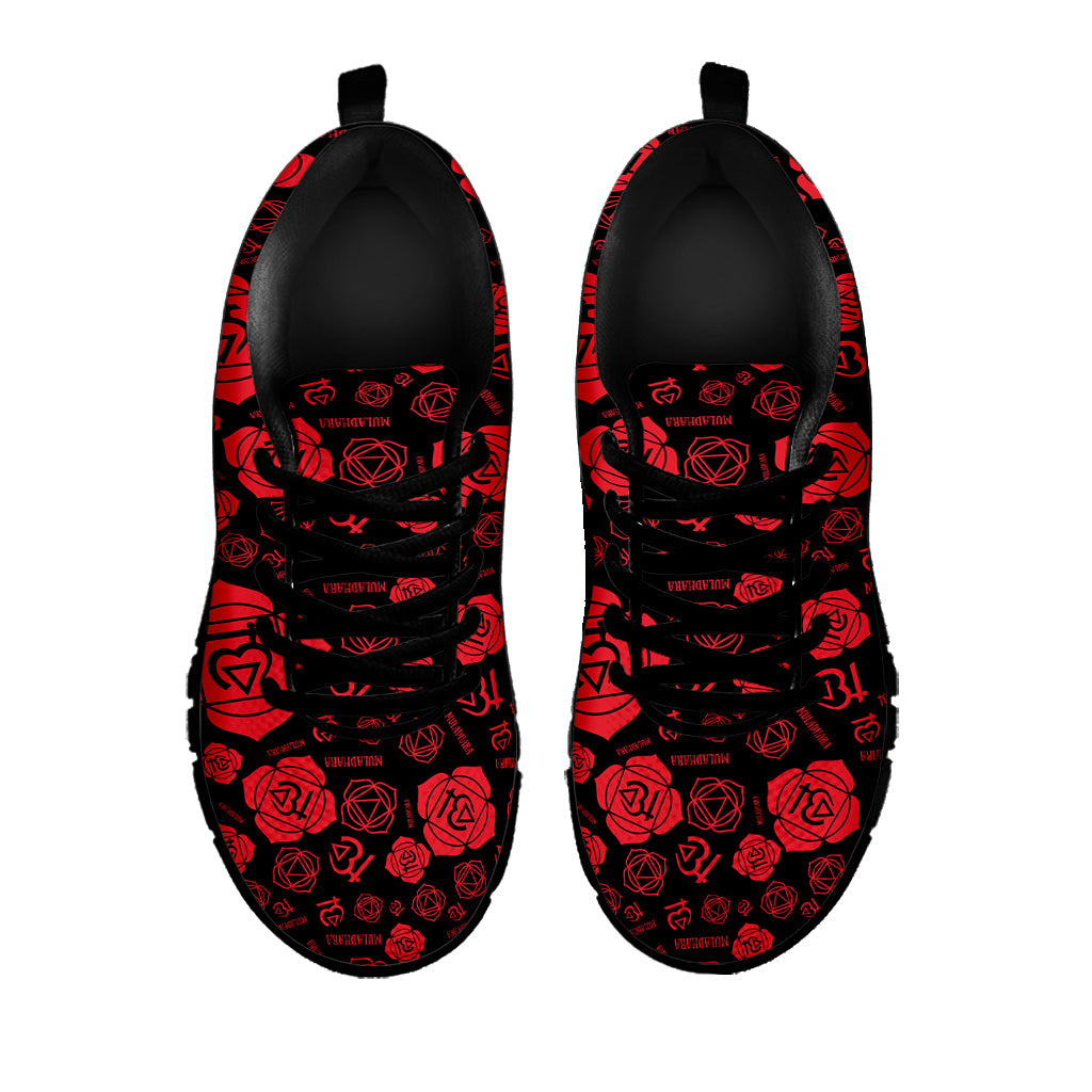 Muladhara Chakra Pattern Print Black Sneakers