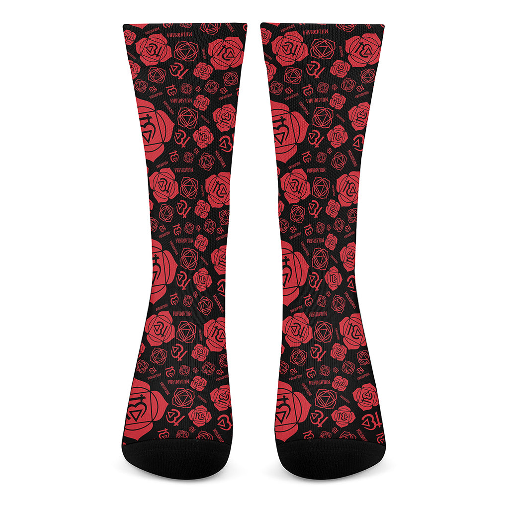 Muladhara Chakra Pattern Print Crew Socks