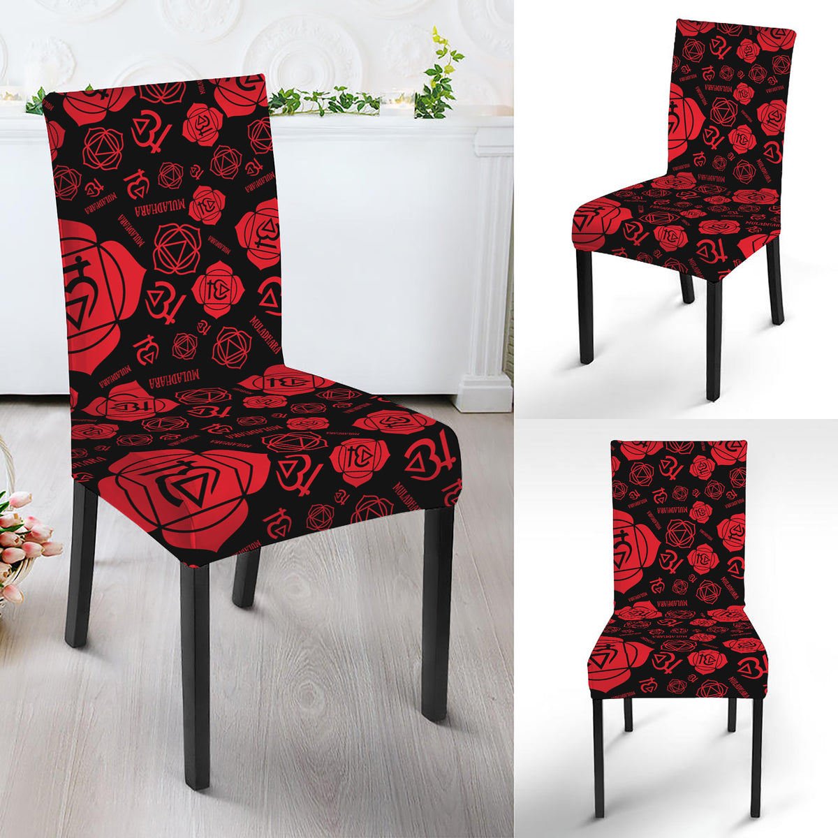 Muladhara Chakra Pattern Print Dining Chair Slipcover