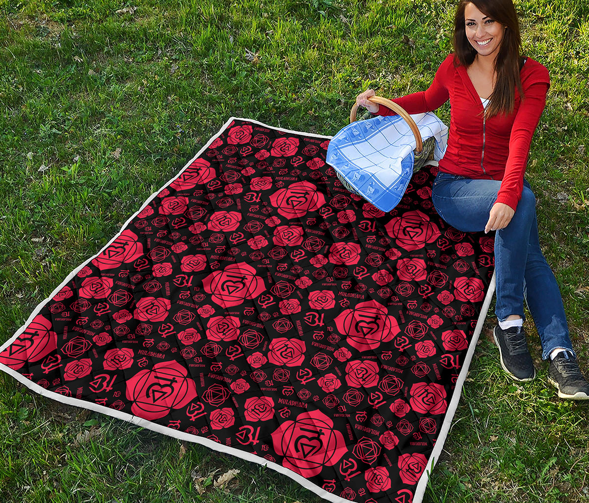 Muladhara Chakra Pattern Print Quilt
