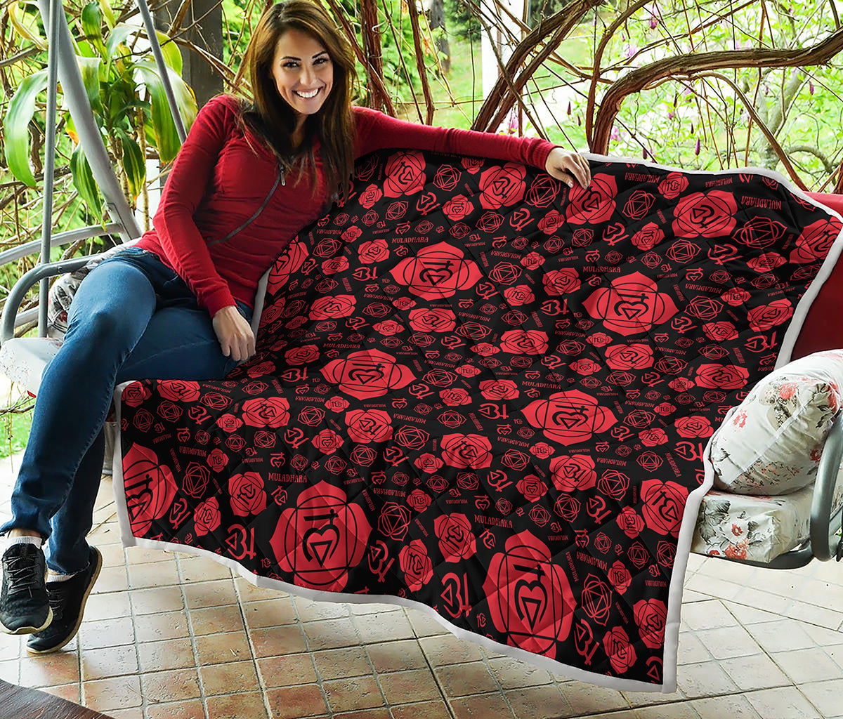 Muladhara Chakra Pattern Print Quilt