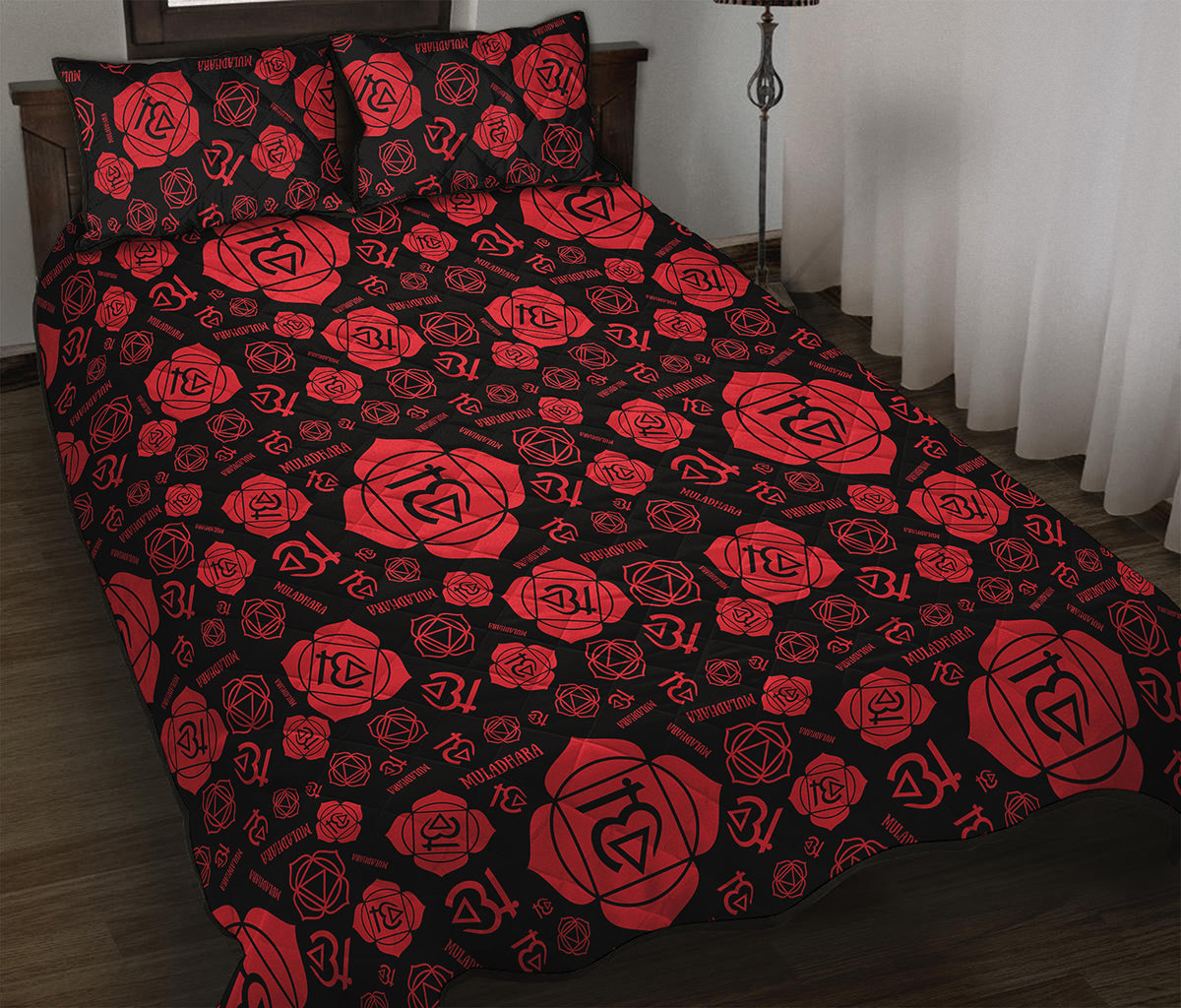 Muladhara Chakra Pattern Print Quilt Bed Set
