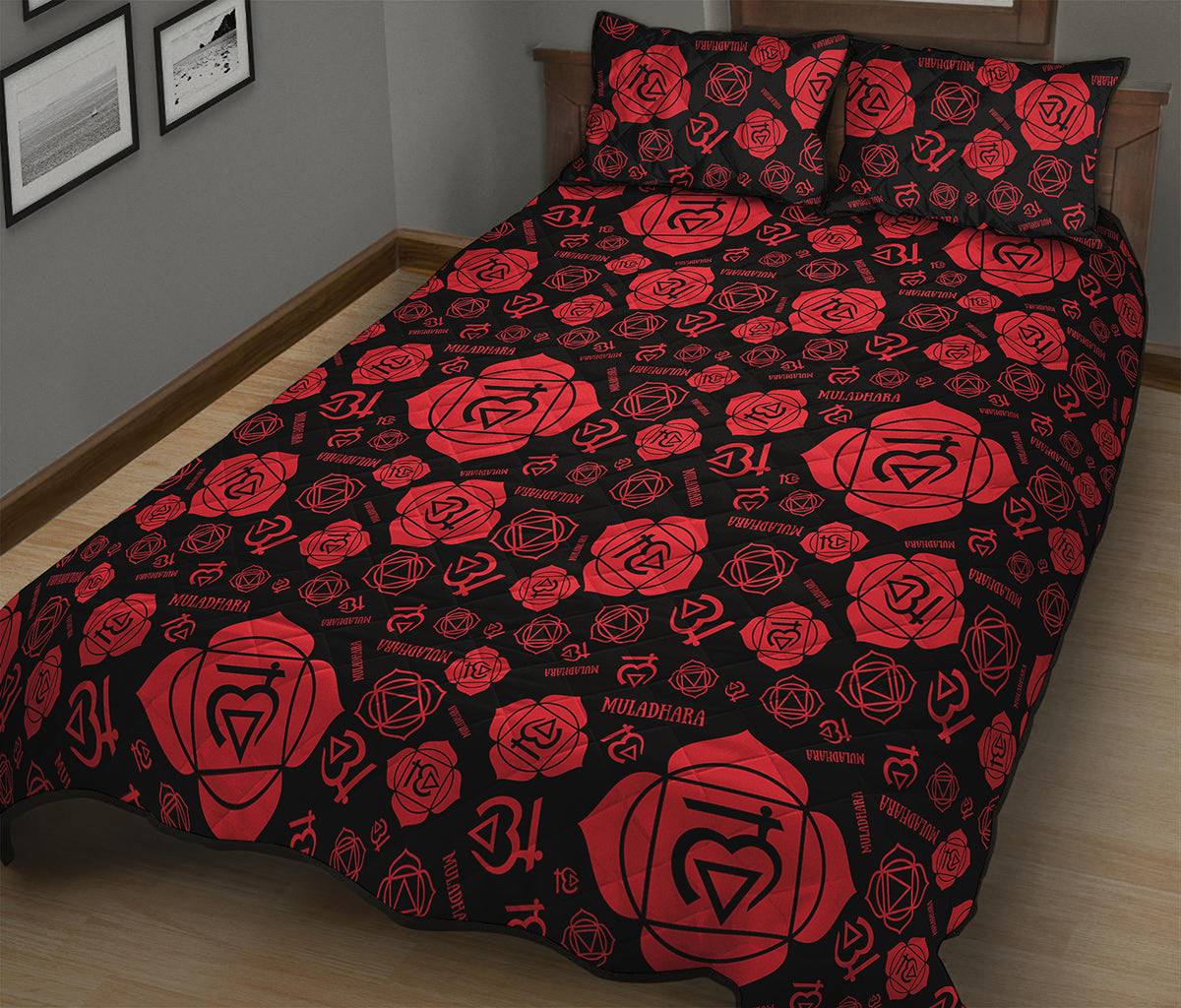 Muladhara Chakra Pattern Print Quilt Bed Set