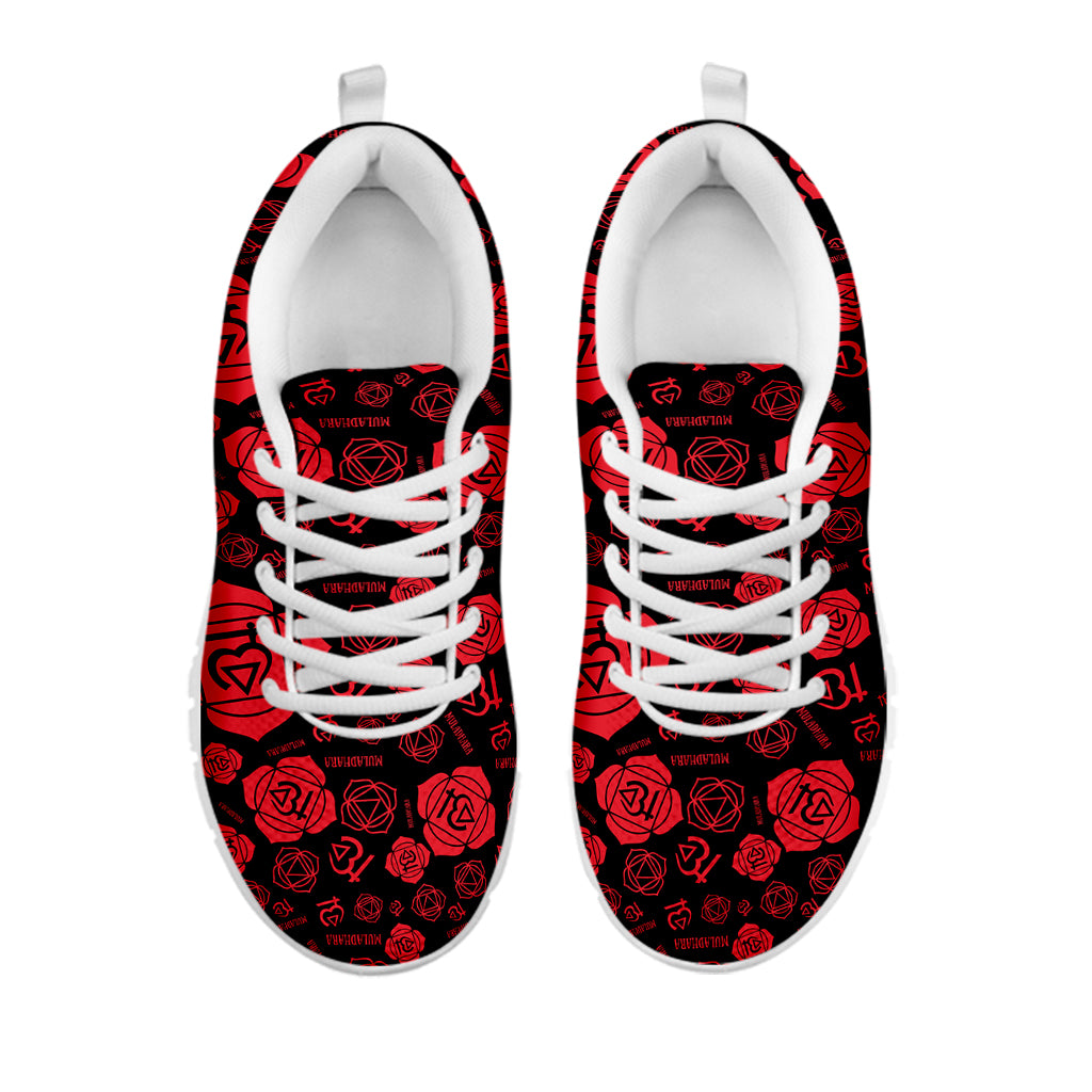 Muladhara Chakra Pattern Print White Sneakers