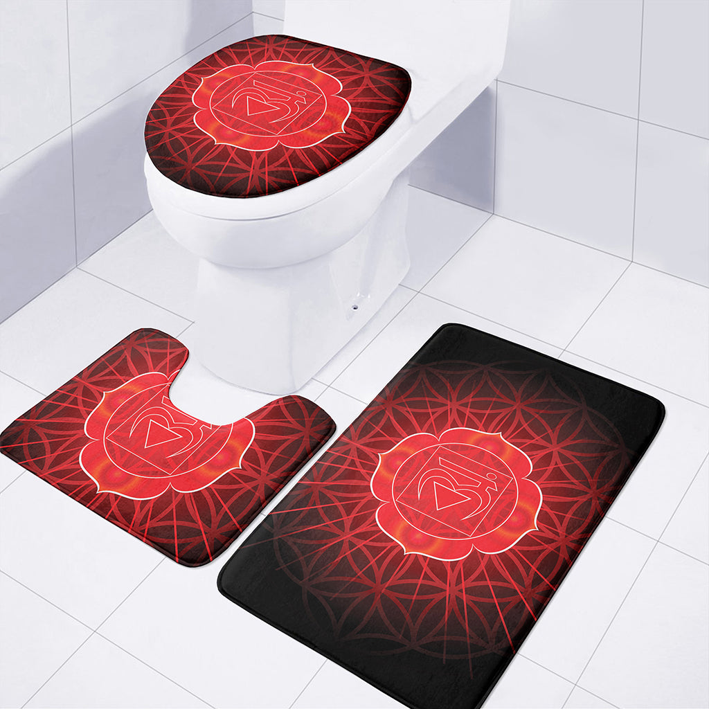 Muladhara Chakra Spiritual Print 3 Piece Bath Mat Set
