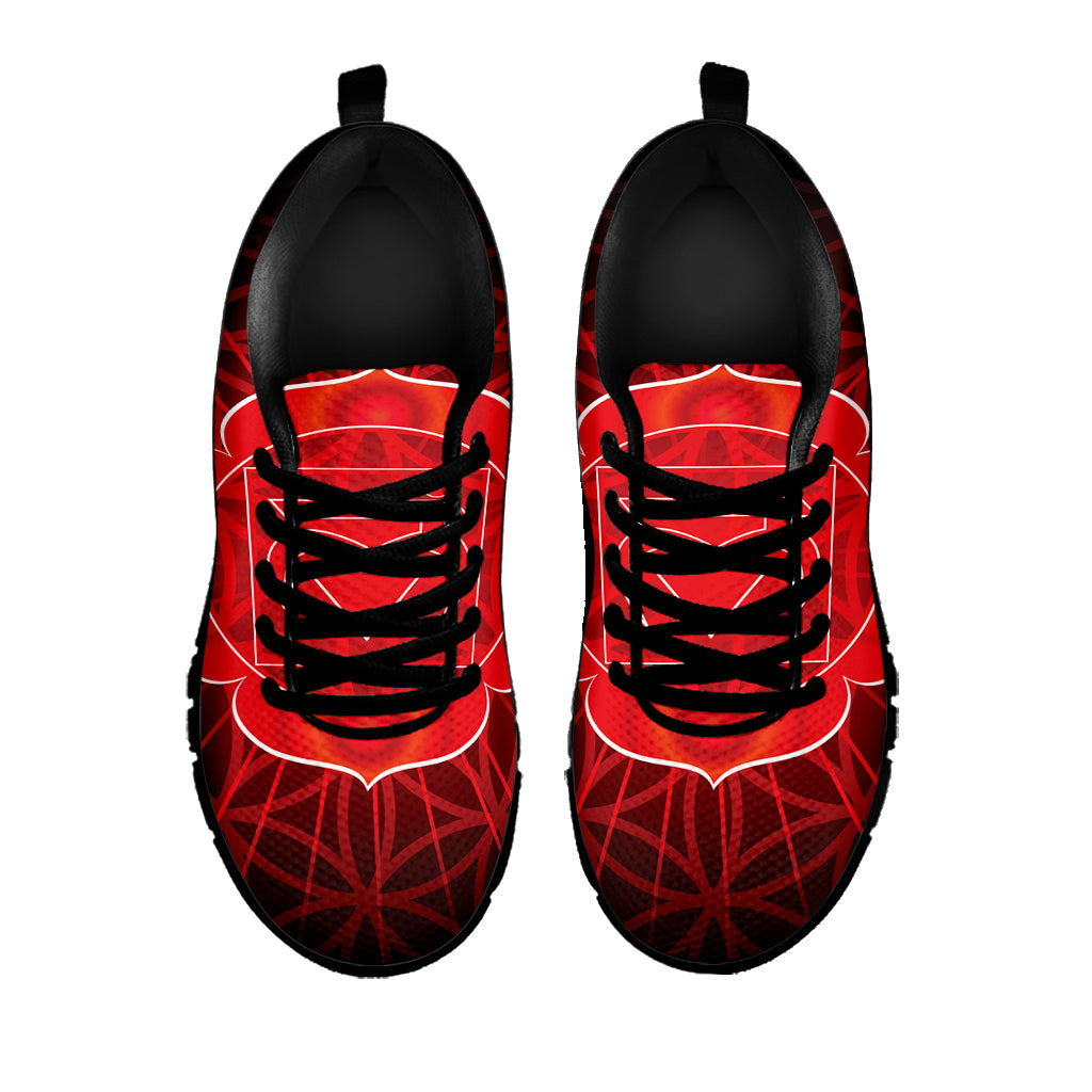 Muladhara Chakra Spiritual Print Black Sneakers