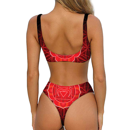 Muladhara Chakra Spiritual Print Front Bow Tie Bikini